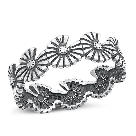 He Loves Me Not Daisy Petals Ring .925 Sterling Silver Band Jewelry Female Male Unisex Size 7