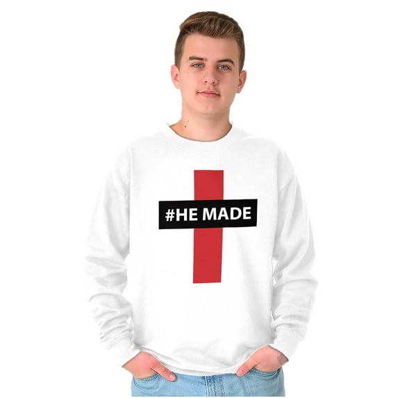 He Made Me Christian Jesus Christ Unisex Plus Fleece Graphic Sweatshirt Brisco Brands 4X