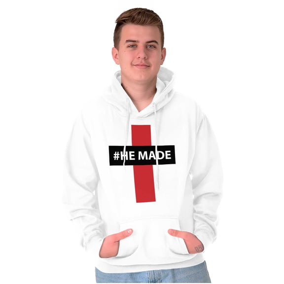 He Made Me Christian Jesus Christ Unisex Plus Fleece Graphic Hoodie Brisco Brands 2X