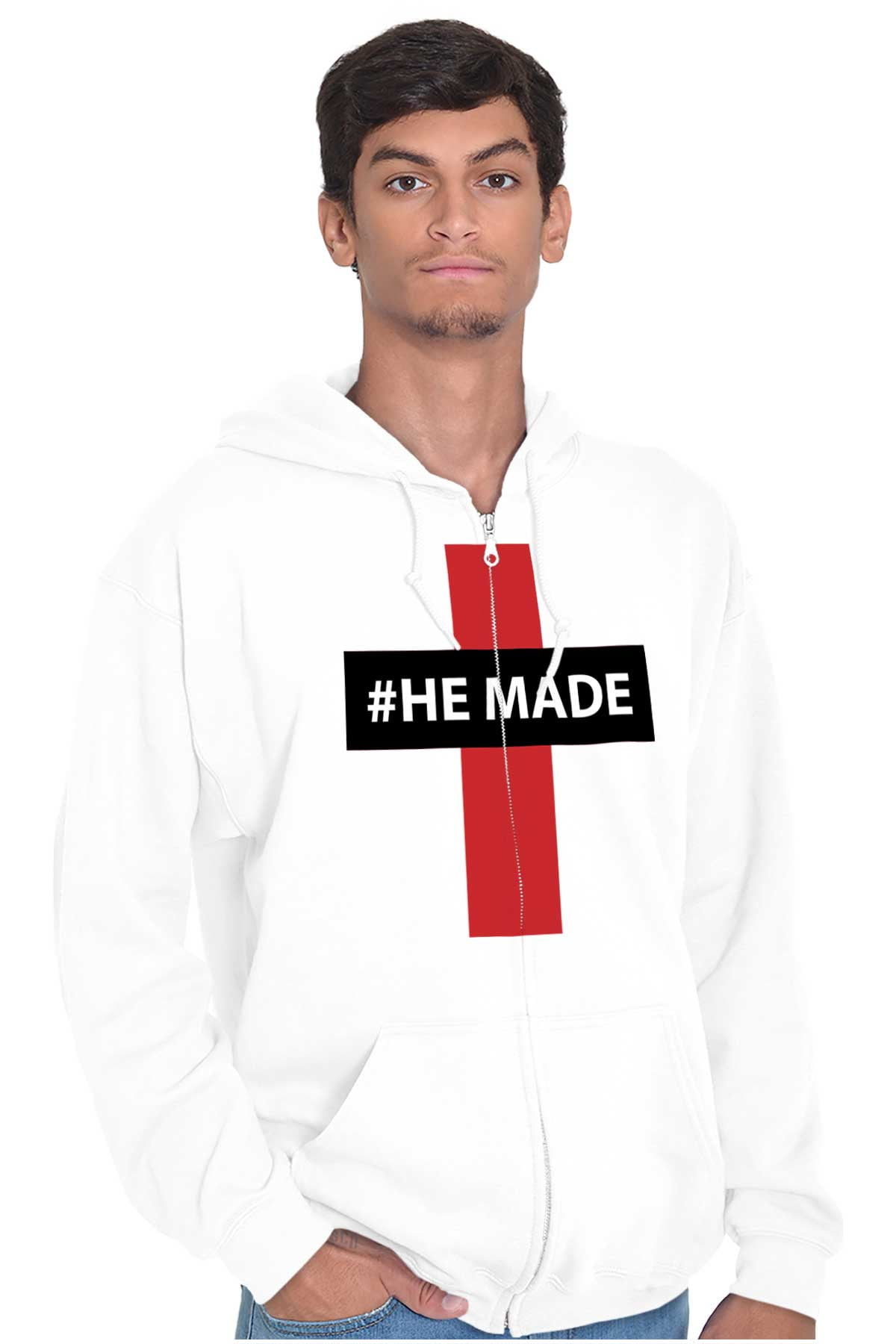 He Made Me Christian Jesus Christ Unisex Plus Size Zip Hoodie Brisco ...