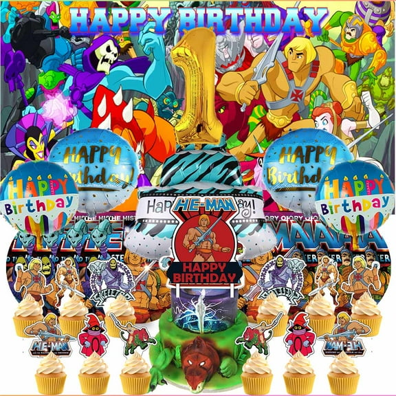 He-Man 1st Tableware Balloons Cake Toppers Backdrop Banner Supplies Party Decor Plates Decorations