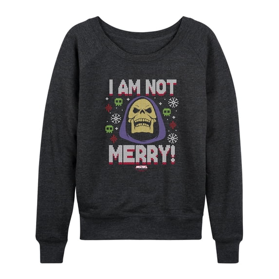 He-Man - Not Merry Lightweight French Terry Wide Neck Long Sleeve Graphic Shirt