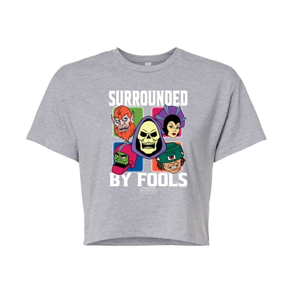He-Man Masters of the Universe - Skeletor Surrounded By Fools Grid - Juniors Cropped Graphic T-Shirt
