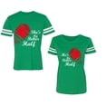 thumbnail image 1 of He she is My Better Half Unisex Couple Matching Cotton Jersey style T-Shirt Contrasting stripes on sleeves (Men Green / Women Green) (Men XXL / Women M), 1 of 3
