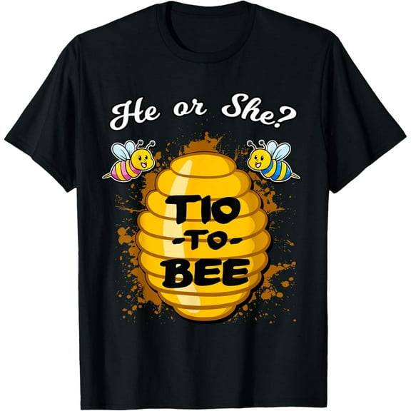 He Or She Tio To Bee Gender Reveal Announcement Baby Shower T-Shirt