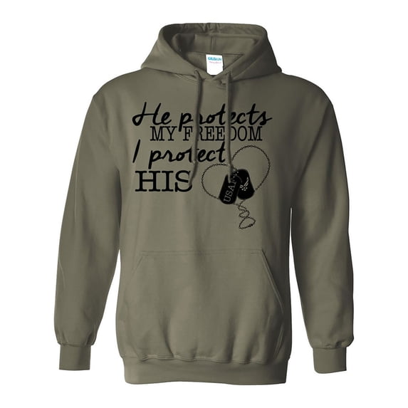 He Protects My Freedom, I Protect His Heart Dogtags-USAF Hooded Sweatshirt