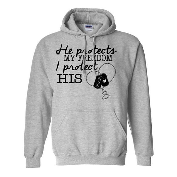 He Protects My Freedom, I Protect His Heart Dogtags-USAF Hooded Sweatshirt
