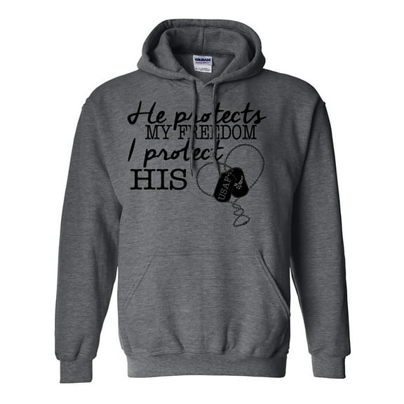 He Protects My Freedom, I Protect His Heart Dogtags-USAF Hooded Sweatshirt
