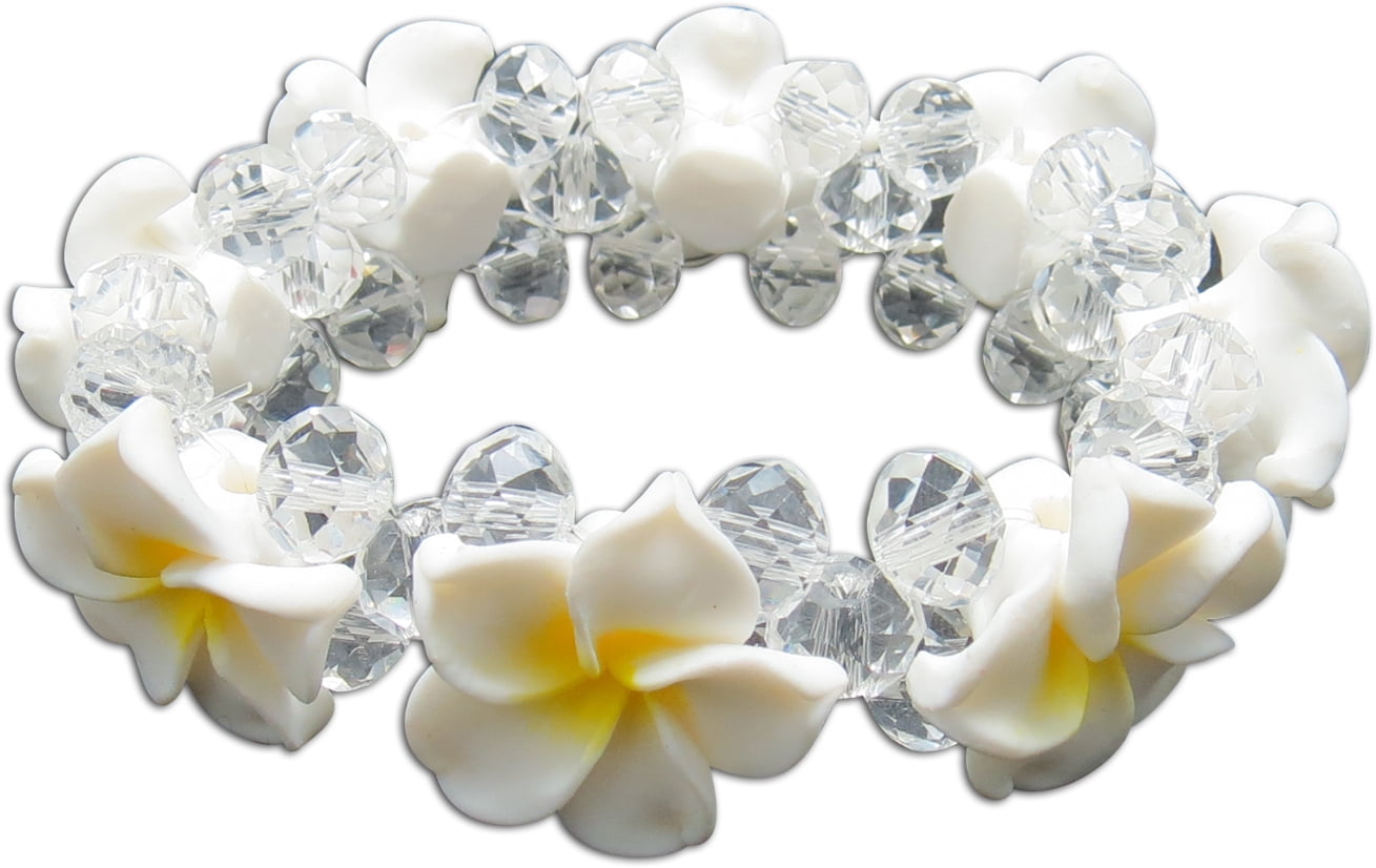 He Pua Nani Plumeria Fimo Flower Bling Hawaiian Bracelet