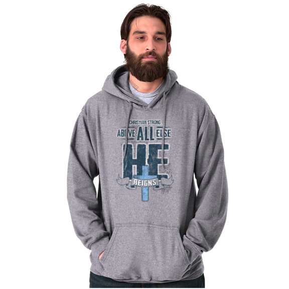 He Reigns Above Christian Jesus Faith Unisex Plus Fleece Graphic Hoodie Brisco Brands 3X