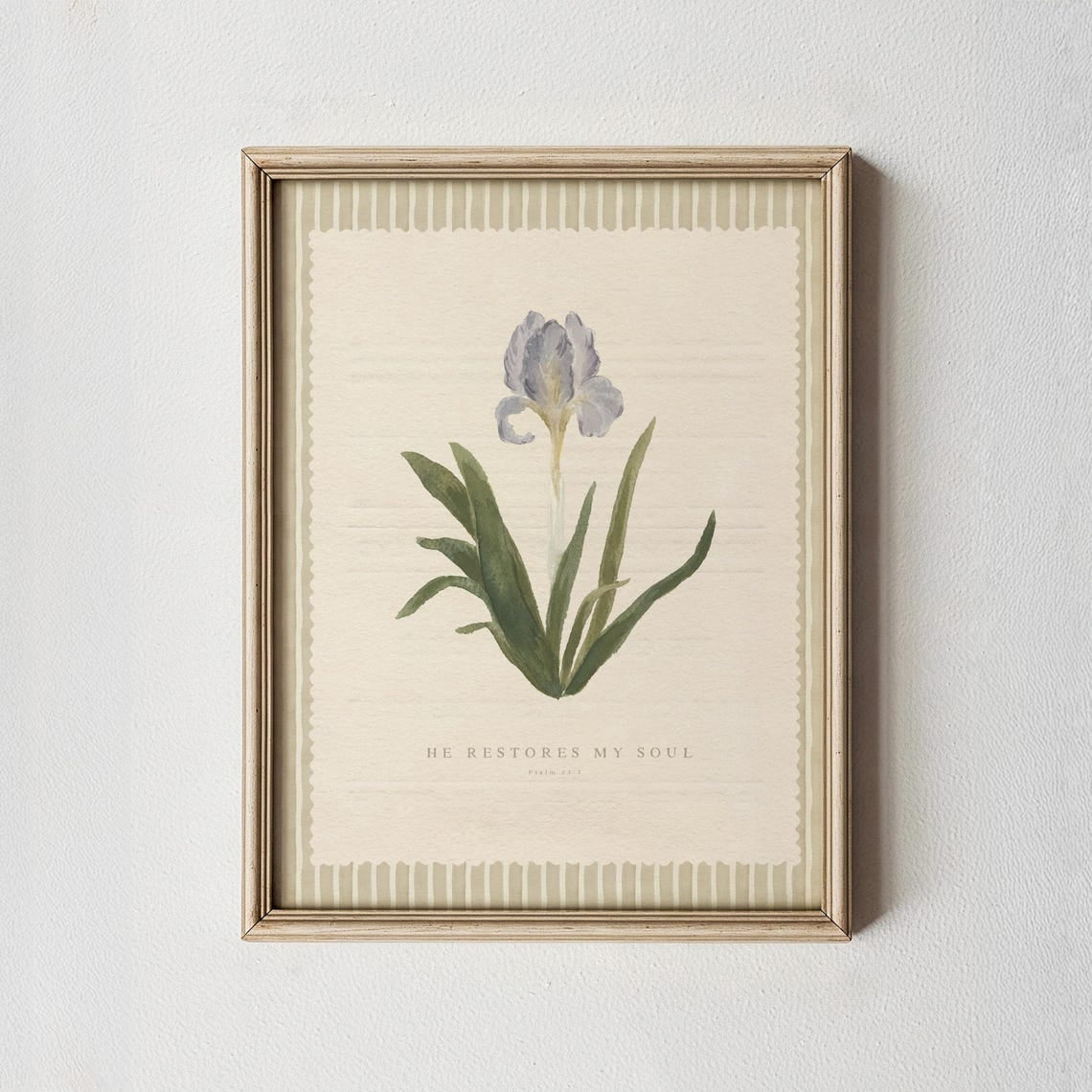 He Restores My Soul Psalm 23 3 Scripture Floral Botanical Bedroom Bible ...
