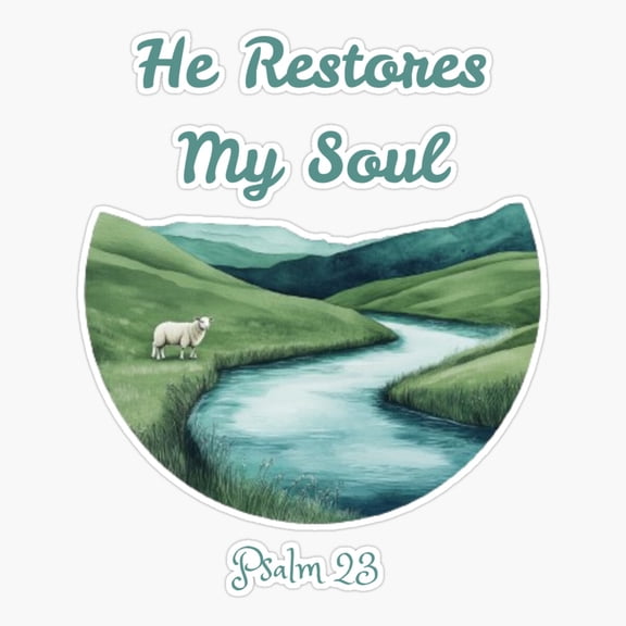 He Restores My Soul Psalm 233 Christian Encouragement Design Sticker