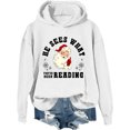 thumbnail image 1 of He Sees What You've Been Reading Santa Hoodie Funny Bookish Christmas Santa Sweatshirt, 1 of 7