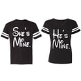 thumbnail image 1 of He She Is Mine Matching Couple Cotton Jerseys (Men Black / Women Black) (Men M / Women XXL), 1 of 3