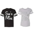 thumbnail image 1 of He She Is Mine Matching Couple Cotton Jerseys (Men Black / Women Heather) (Men L / Women M), 1 of 3