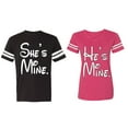 thumbnail image 1 of He She Is Mine Matching Couple Cotton Jerseys (Men Black / Women Pink) (Men XL / Women S), 1 of 3