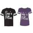 thumbnail image 1 of He She Is Mine Matching Couple Cotton Jerseys (Men Black / Women Purple) (Men XXL / Women S), 1 of 3
