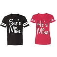 thumbnail image 1 of He She Is Mine Matching Couple Cotton Jerseys (Men Black / Women Red) (Men XXL / Women XXL), 1 of 3