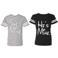 thumbnail image 1 of He She Is Mine Matching Couple Cotton Jerseys (Men Heather / Women Black) (Men S / Women S), 1 of 3