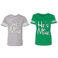 thumbnail image 1 of He She Is Mine Matching Couple Cotton Jerseys (Men Heather / Women Green) (Men M / Women XL), 1 of 3
