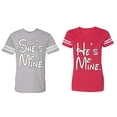 thumbnail image 1 of He She Is Mine Matching Couple Cotton Jerseys (Men Heather / Women Red) (Men XXL / Women L), 1 of 3