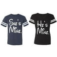 thumbnail image 1 of He She Is Mine Matching Couple Cotton Jerseys (Men Navy / Women Black) (Men S / Women S), 1 of 3
