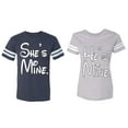 thumbnail image 1 of He She Is Mine Matching Couple Cotton Jerseys (Men Navy / Women Heather) (Men XL / Women S), 1 of 3