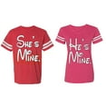 thumbnail image 1 of He She Is Mine Matching Couple Cotton Jerseys (Men Red / Women Pink) (Men XXL / Women S), 1 of 3