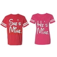 thumbnail image 1 of He She Is Mine Matching Couple Cotton Jerseys (Men Red / Women Pink) (Men XXL / Women XXL), 1 of 3