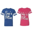 thumbnail image 1 of He She Is Mine Matching Couple Cotton Jerseys (Men Royal / Women Pink) (Men XL / Women XXL), 1 of 3