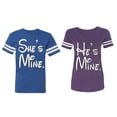 thumbnail image 1 of He She Is Mine Matching Couple Cotton Jerseys (Men Royal / Women Purple) (Men M / Women XL), 1 of 3