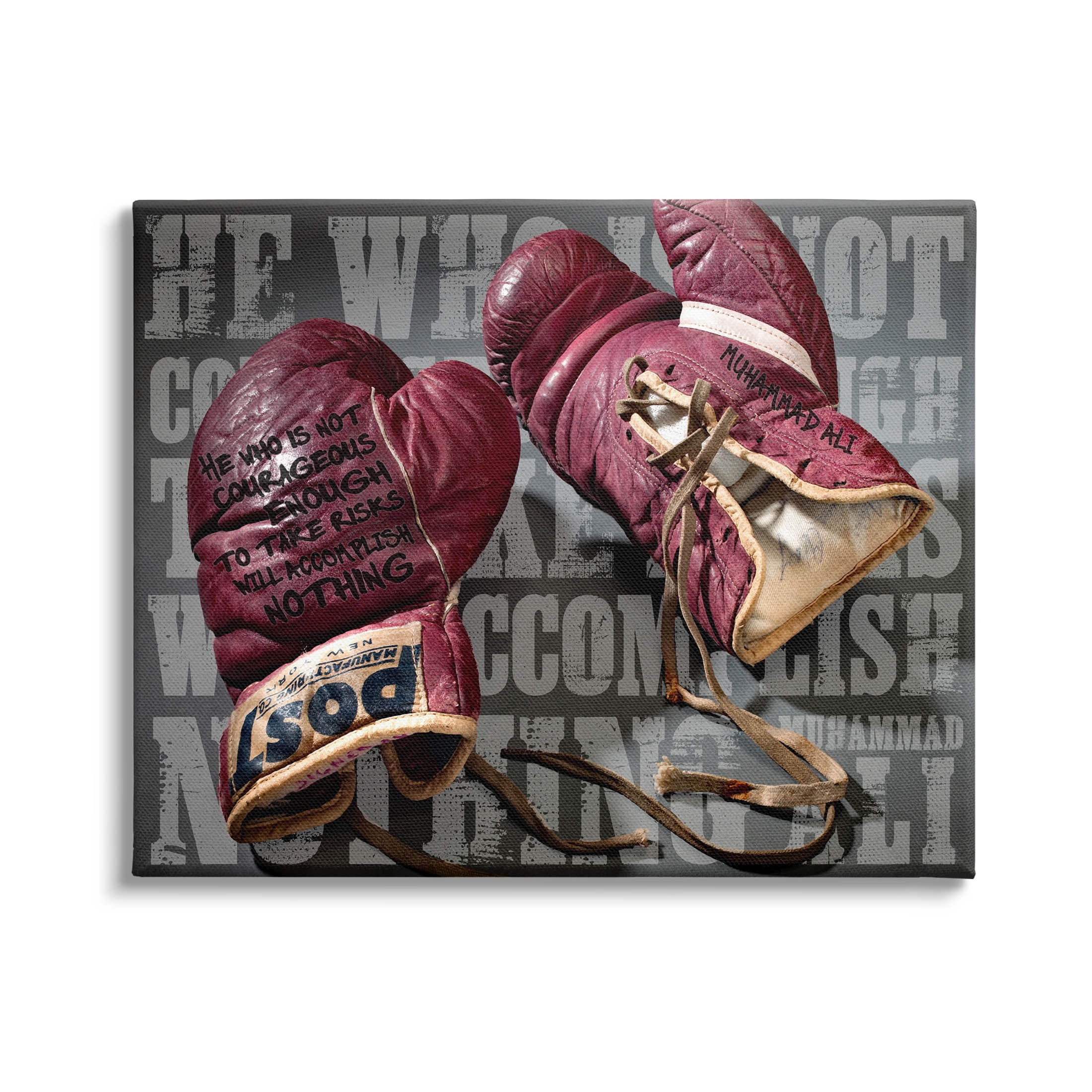 He Who Is Not Courageous Boxing Phrase Sports Graphic Art Gallery Wrapped Canvas Print Wall Art