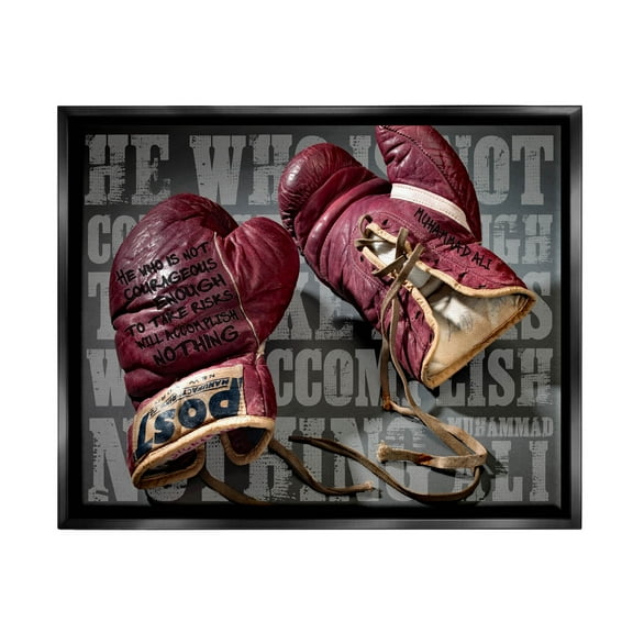 He Who Is Not Courageous Boxing Phrase Sports Graphic Art Jet Black Framed Art Print Wall Art