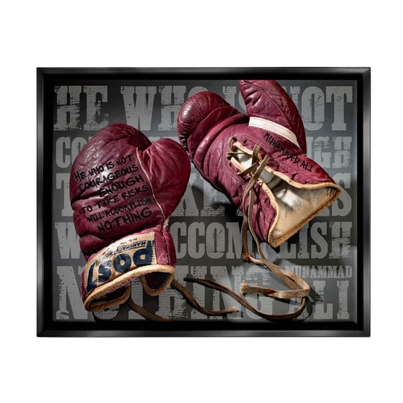 He Who Is Not Courageous Boxing Phrase Sports Graphic Art Jet Black Framed Art Print Wall Art