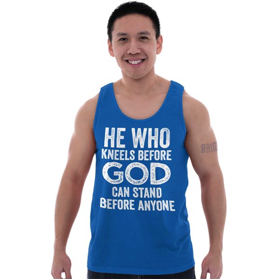 He Who Kneels Before God Can Stand Plus Size Graphic Tank Top Brisco Brands 2X