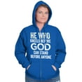 thumbnail image 1 of He Who Kneels Before God Can Stand Zip Up Hoodie Men's Women's Brisco Brands S, 1 of 6
