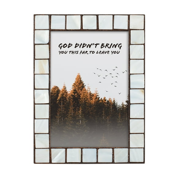 He Will Not Leave You Mother of Pearl Amber 5 x 7 Table Top and Wall Photo Frame