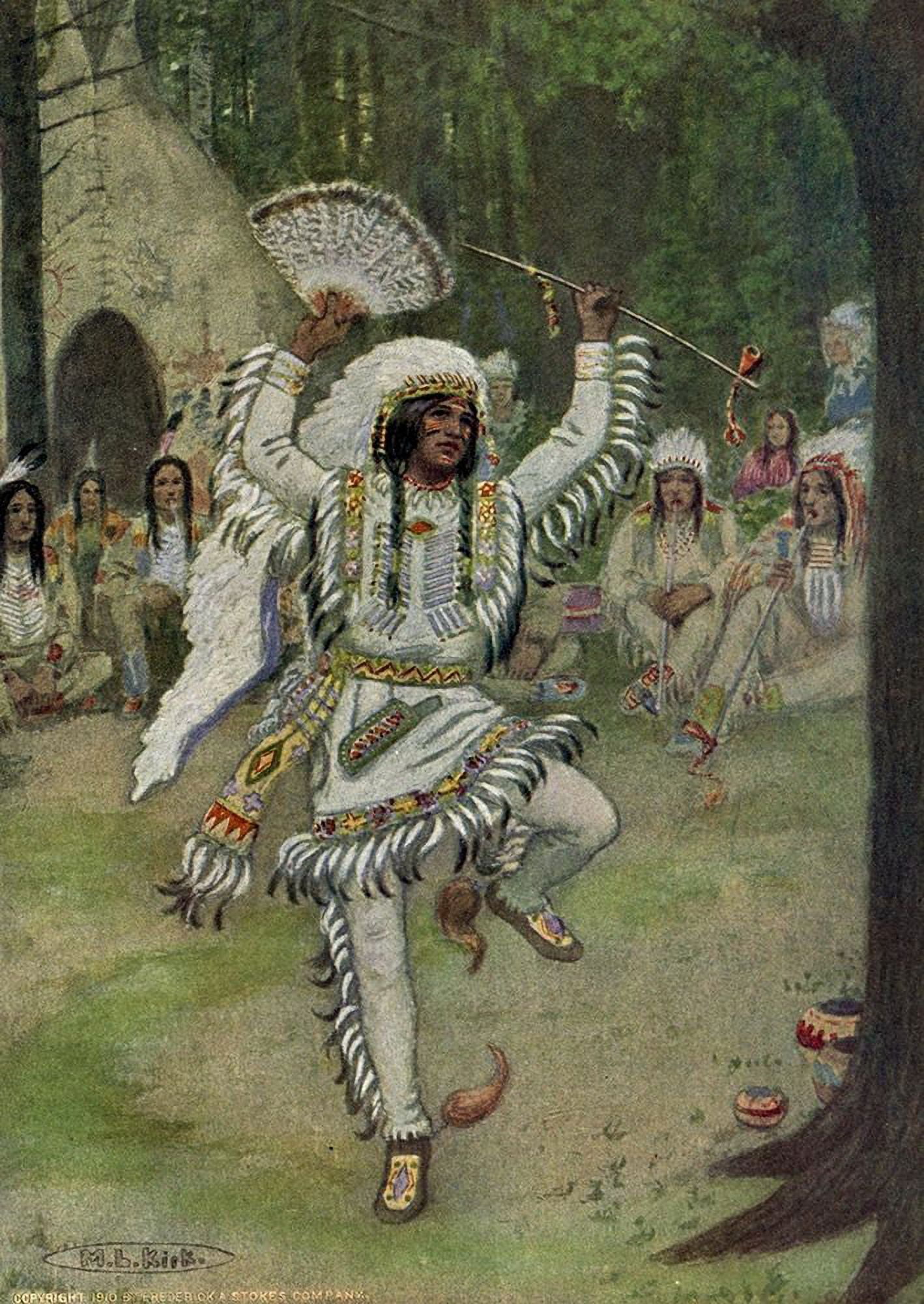 He began his mystic dances from Story of Hiawatha 1910 by Maria Kirk