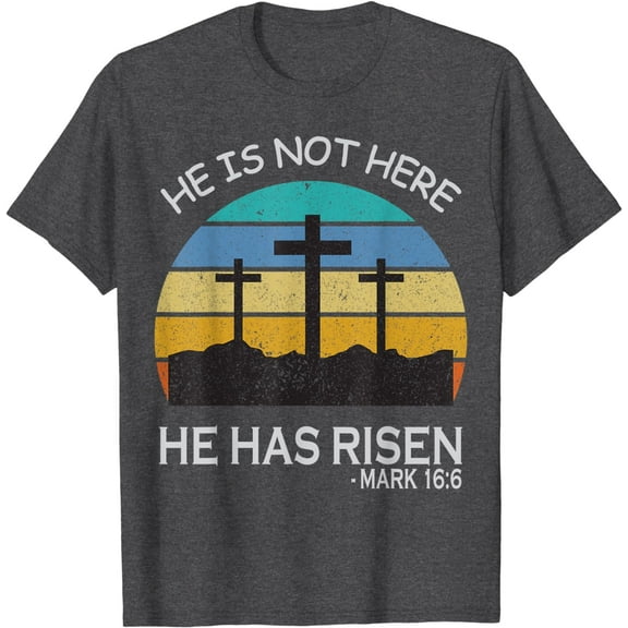 He has Risen He is not Here Jesus Christ Cross Vintage Retro T-Shirt