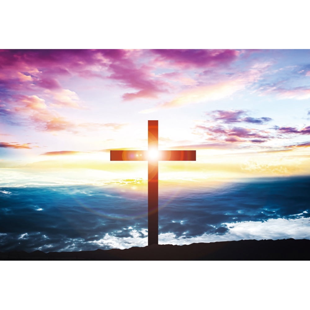 He is Risen Backdrop Easter Christian Cross Religious Holiday Party ...
