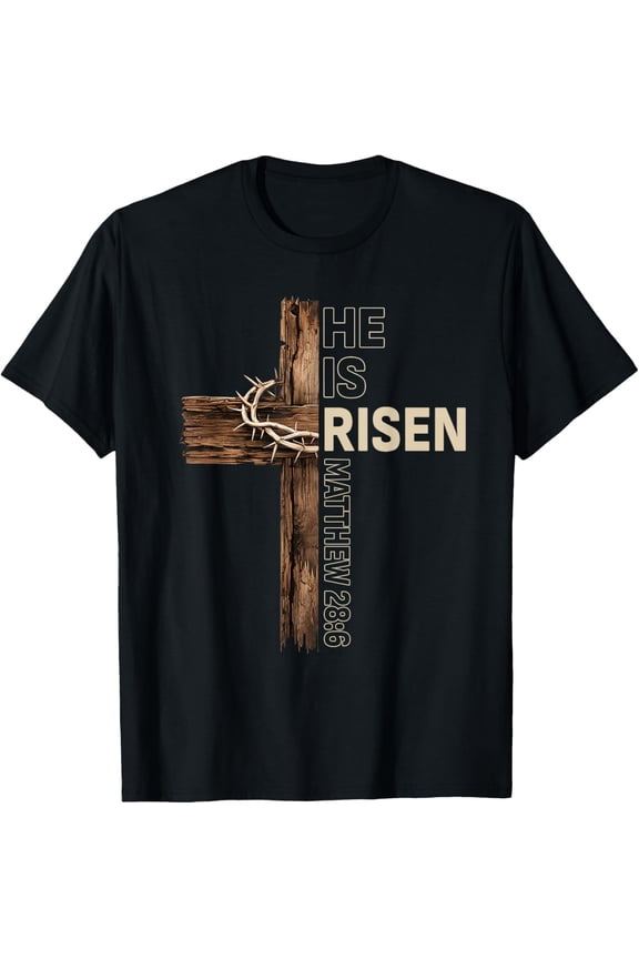 He is Risen Cross Jesus Happy Easter Christian Men Women T-Shirt