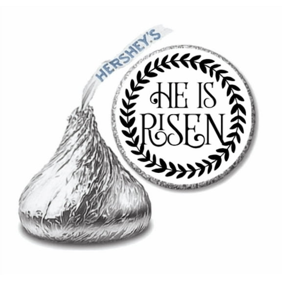 He is Risen Easter Chocolate Kisses Stickers, 0.75 Inch Round Labels, Religious Christian Holiday Candy Decorations, Set of 100