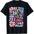 thumbnail image 1 of He is Risen Easter Cross Coquette Jesus Christian Religious Womens T-Shirt, 1 of 7