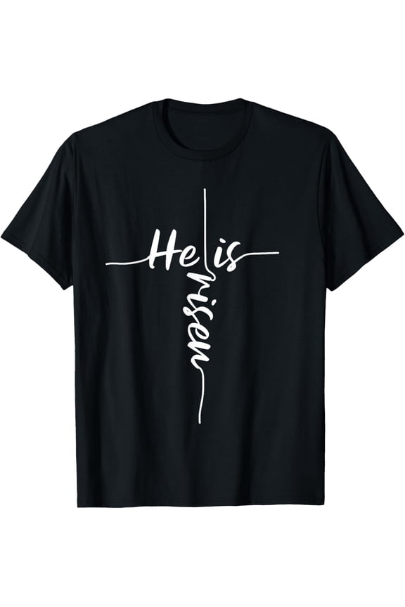 He is Risen Easter Day Jesus Cross Religious Christian Bible T-Shirt Small