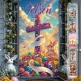 thumbnail image 1 of He is Risen Easter Door Cover 35.4x70.8 Inches,Welcome Porch Sign Banner,Spring Photo Backdrop for Indoor Outdoor Holiday Party Decor Supplies, 1 of 9
