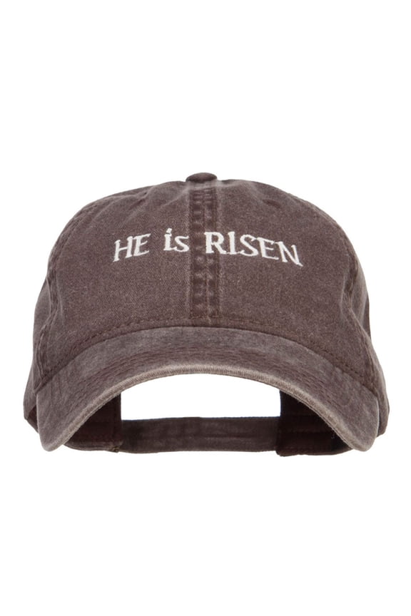 He is Risen Embroidered Washed Cap - Brown OSFM