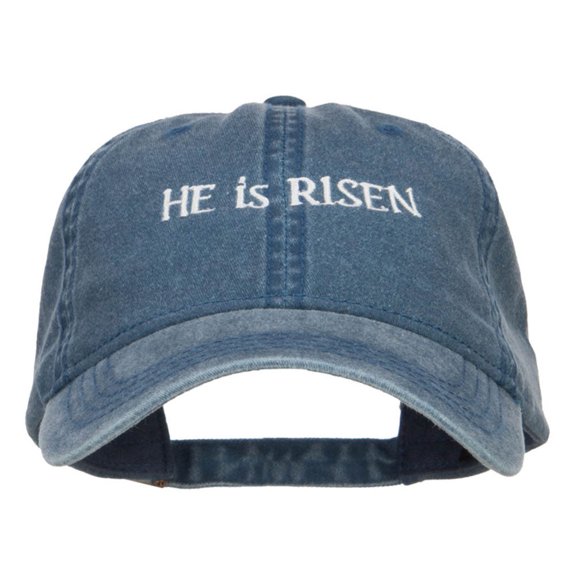 He is Risen Embroidered Washed Cap - Navy OSFM