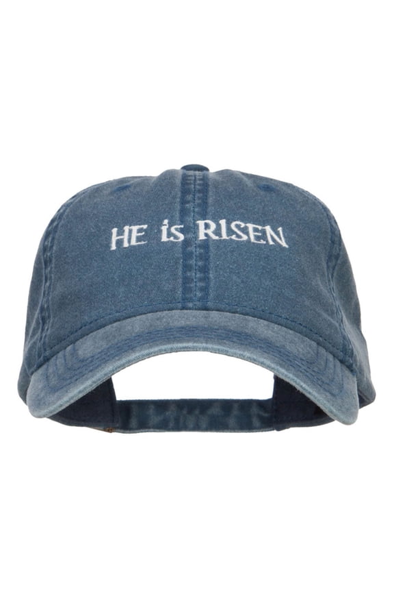 He is Risen Embroidered Washed Cap - Navy OSFM