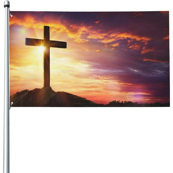 He is Risen Flag Religious Easter Cross Jesus Flag Double Sided Banner,Suitable for party decorations indoor outdoor garden decorations