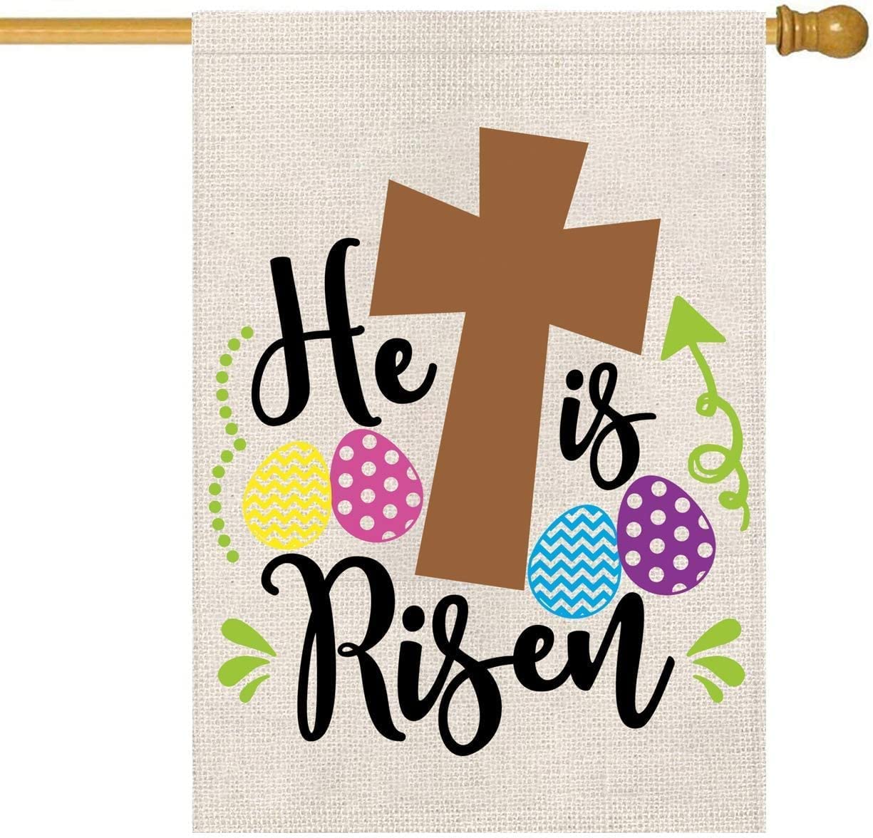 He is Risen Garden Flag Easter Cross Religious Double Sided Yard